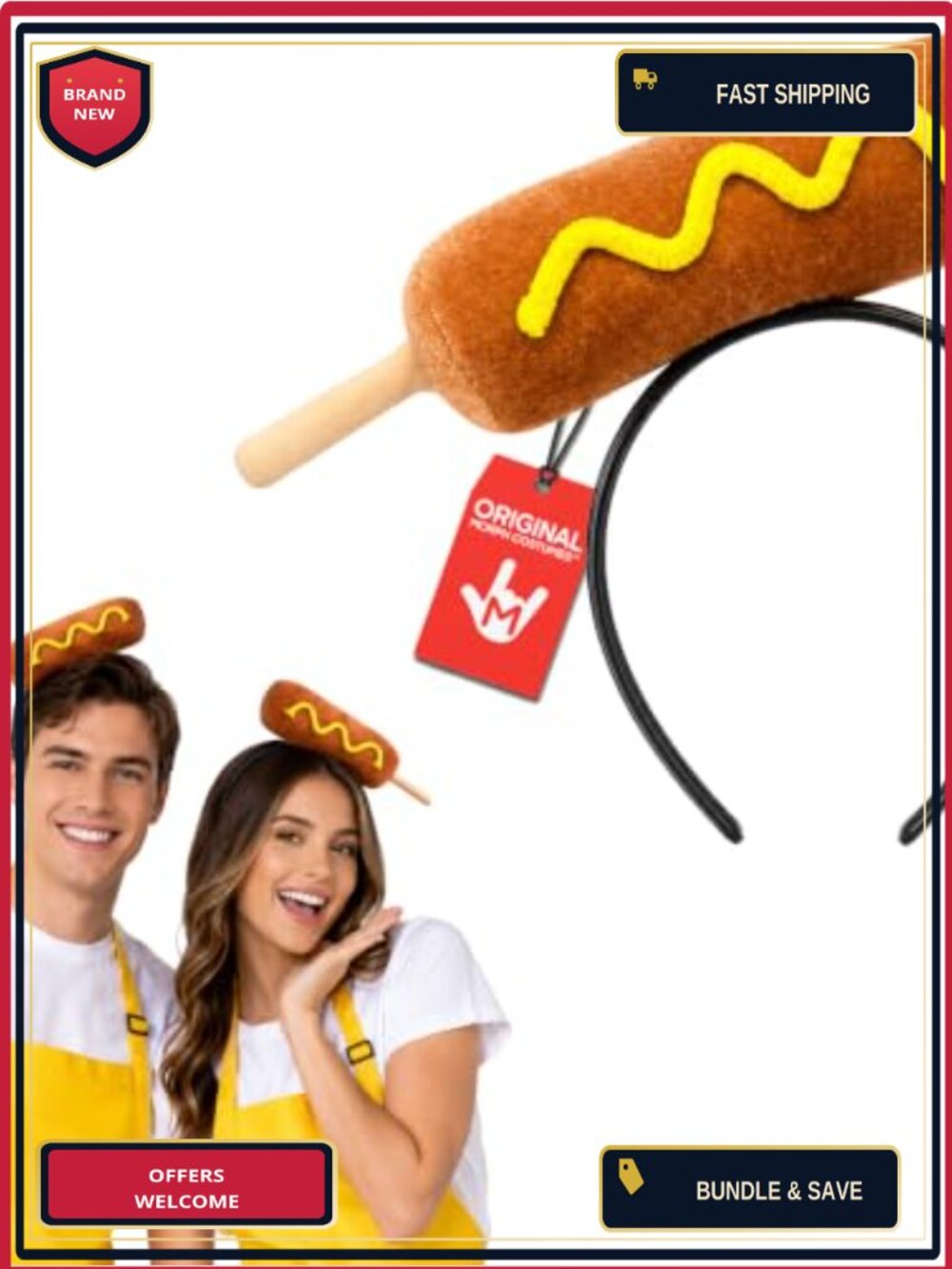 Woven Corn Dog Headband One Size Food Costume Accessory